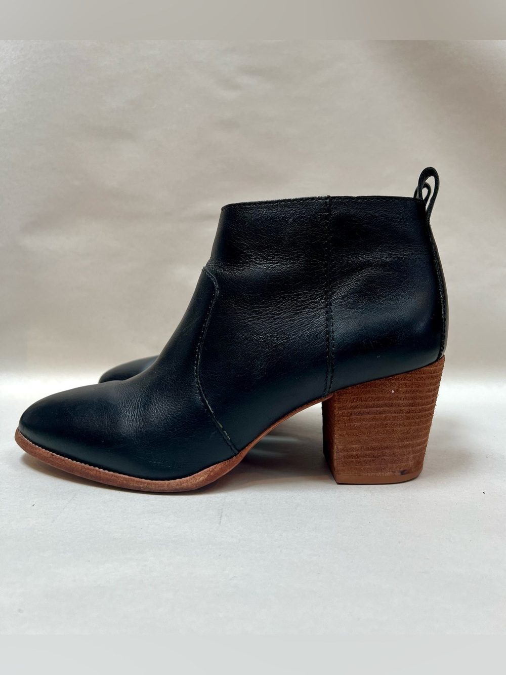 Madewell Black Leather Ankle Boots Women's 8 Booties Zip Fall Winter Fashion